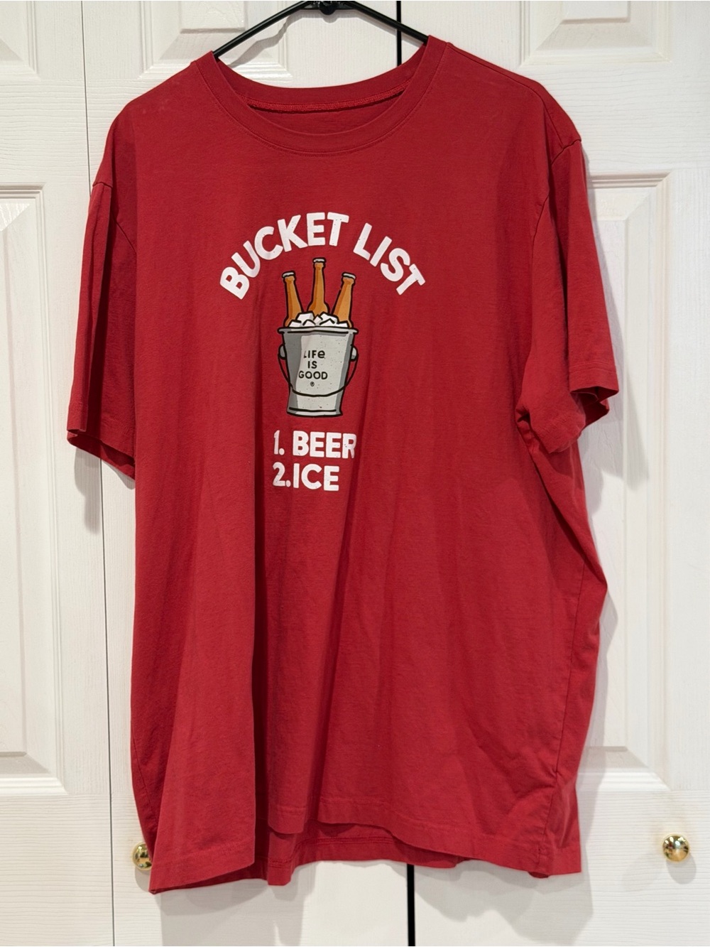 Life Is Good Red 'Bucket List' Short Sleeve Graphic Tee